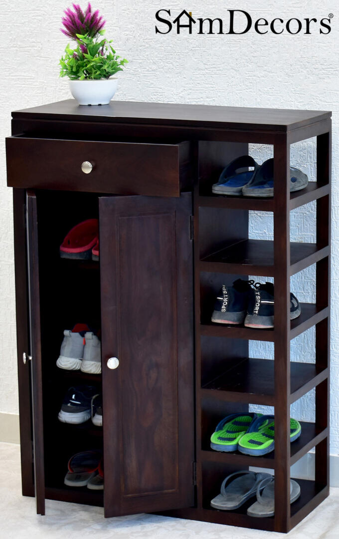 New Jean Multipurpose Cabinet/Shoe Rack - Dark Walnut - Image 2